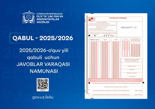 Javoblar varaqasi namunasi tasdiqlandi